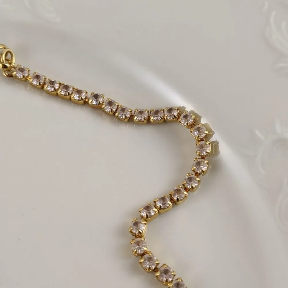 Vintage Monet Crystal Gold Tone Statement Necklace